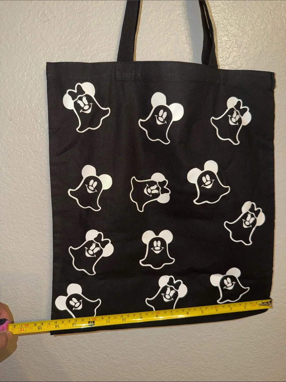 Black Ghost Pattern Canvas Tote Bag - Unbranded